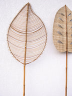 AYOMI Tali büyük uzun duvar yelpazesi, Monstera ile kombin. Hasır aralıklı yaprak şeklinde, 2 metre.