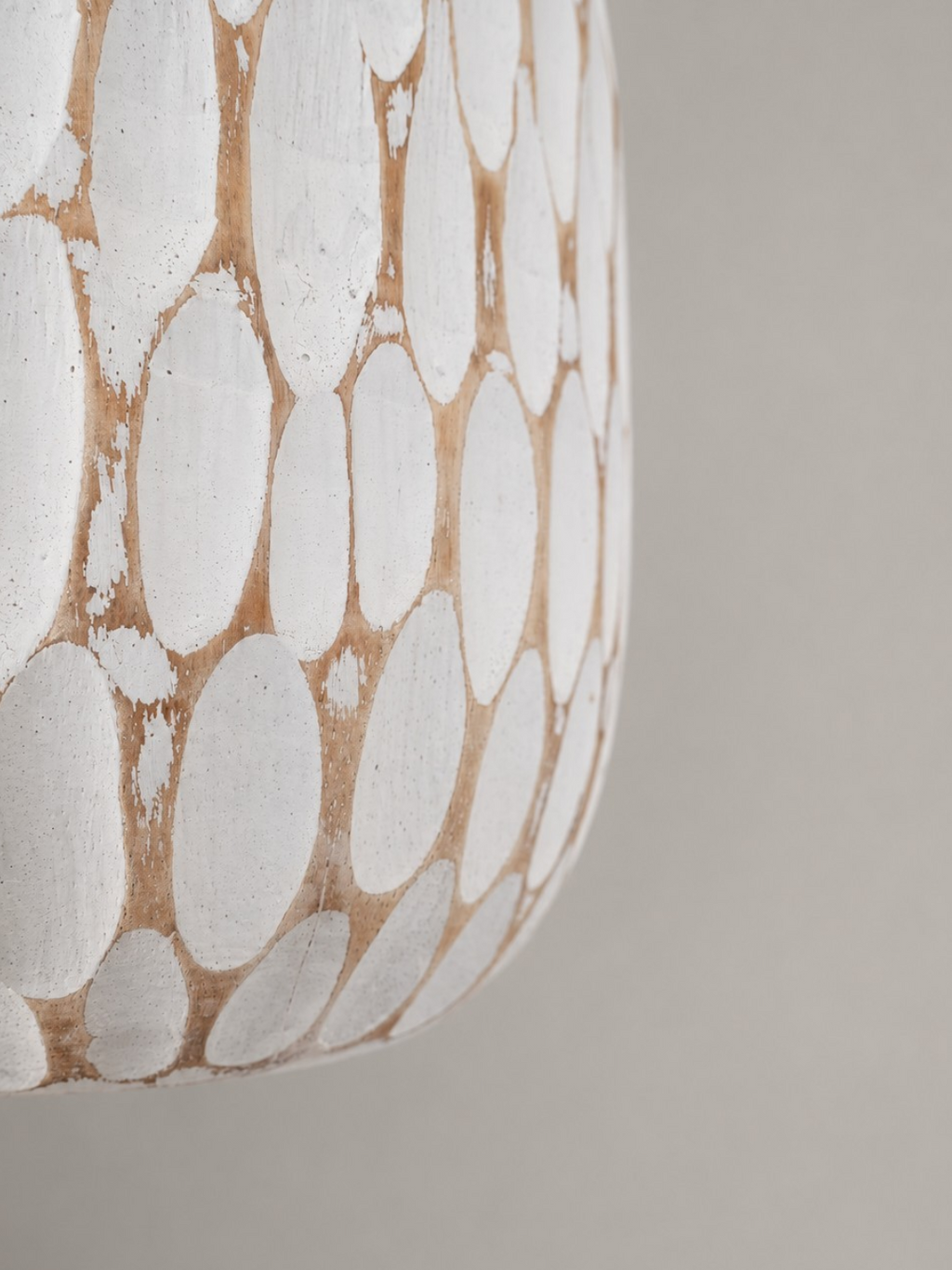 AYOMI Gili set of 3 white washed solid balsa wood vases with hand-carved organic texture for boho decor