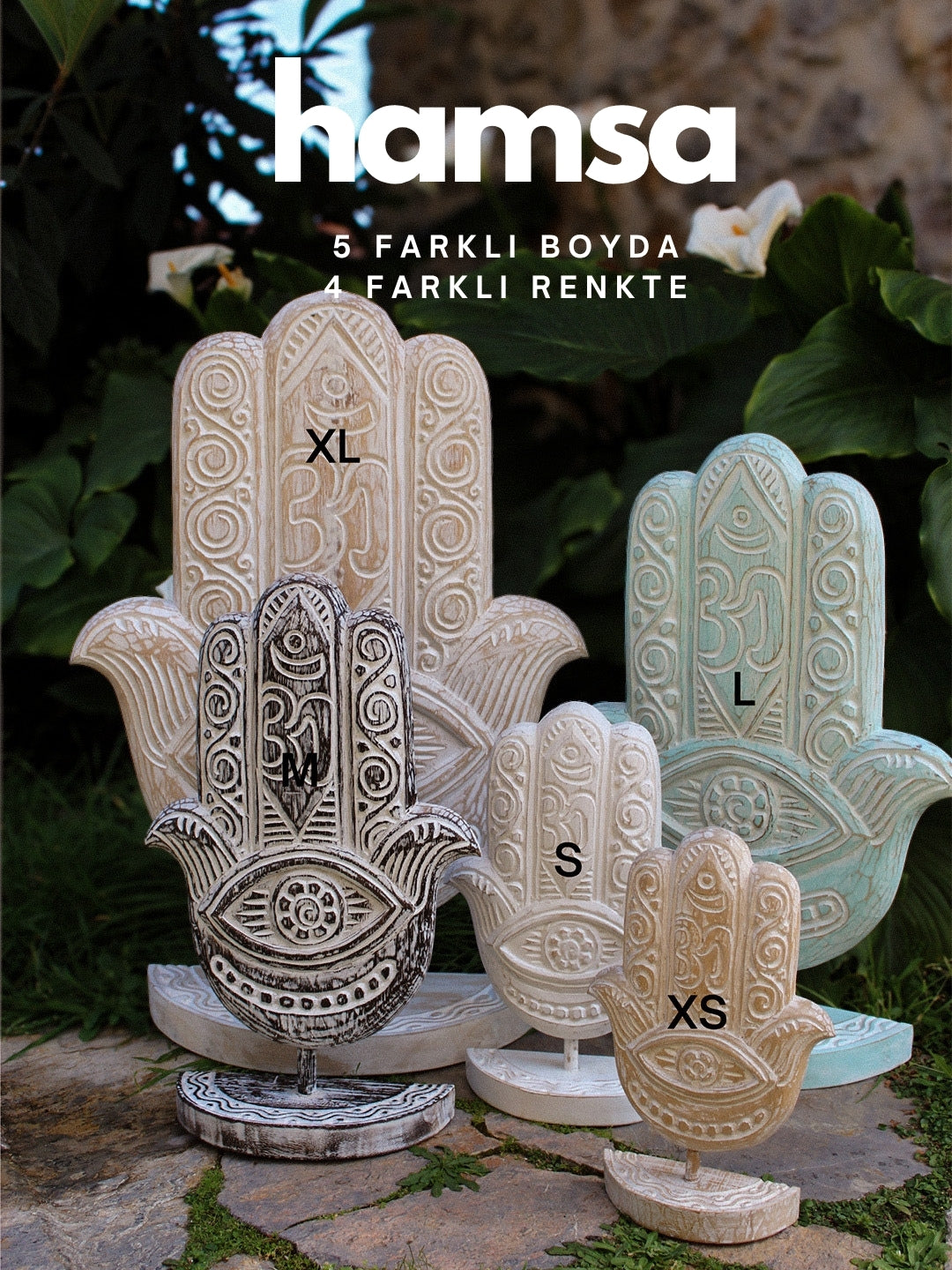 HAMSA AHŞAP BİBLO HEYKEL - BEYAZ