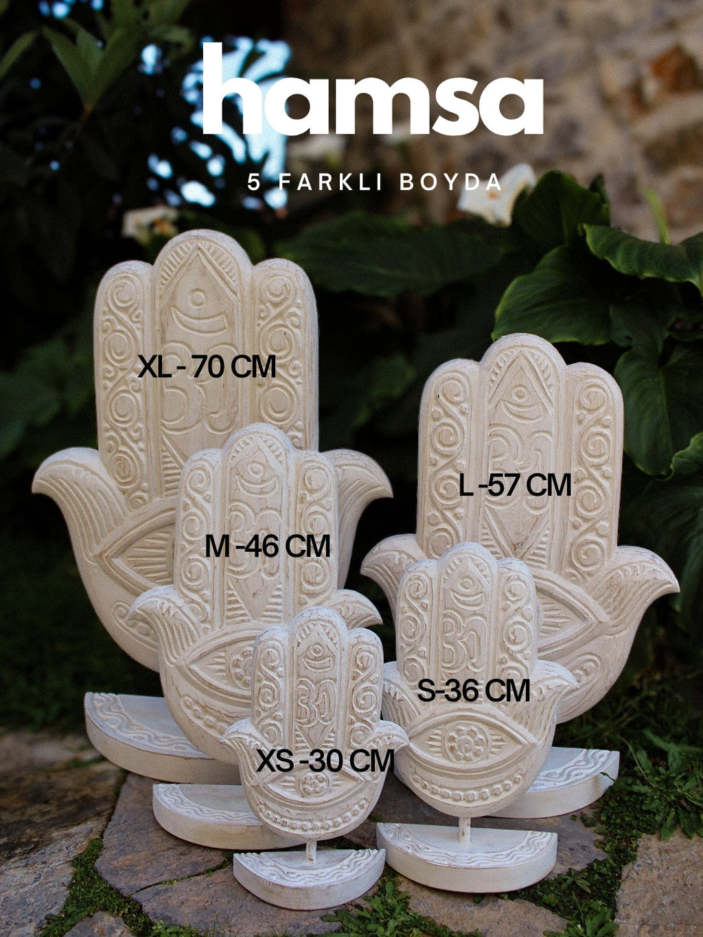 HAMSA AHŞAP BİBLO HEYKEL - BEYAZ