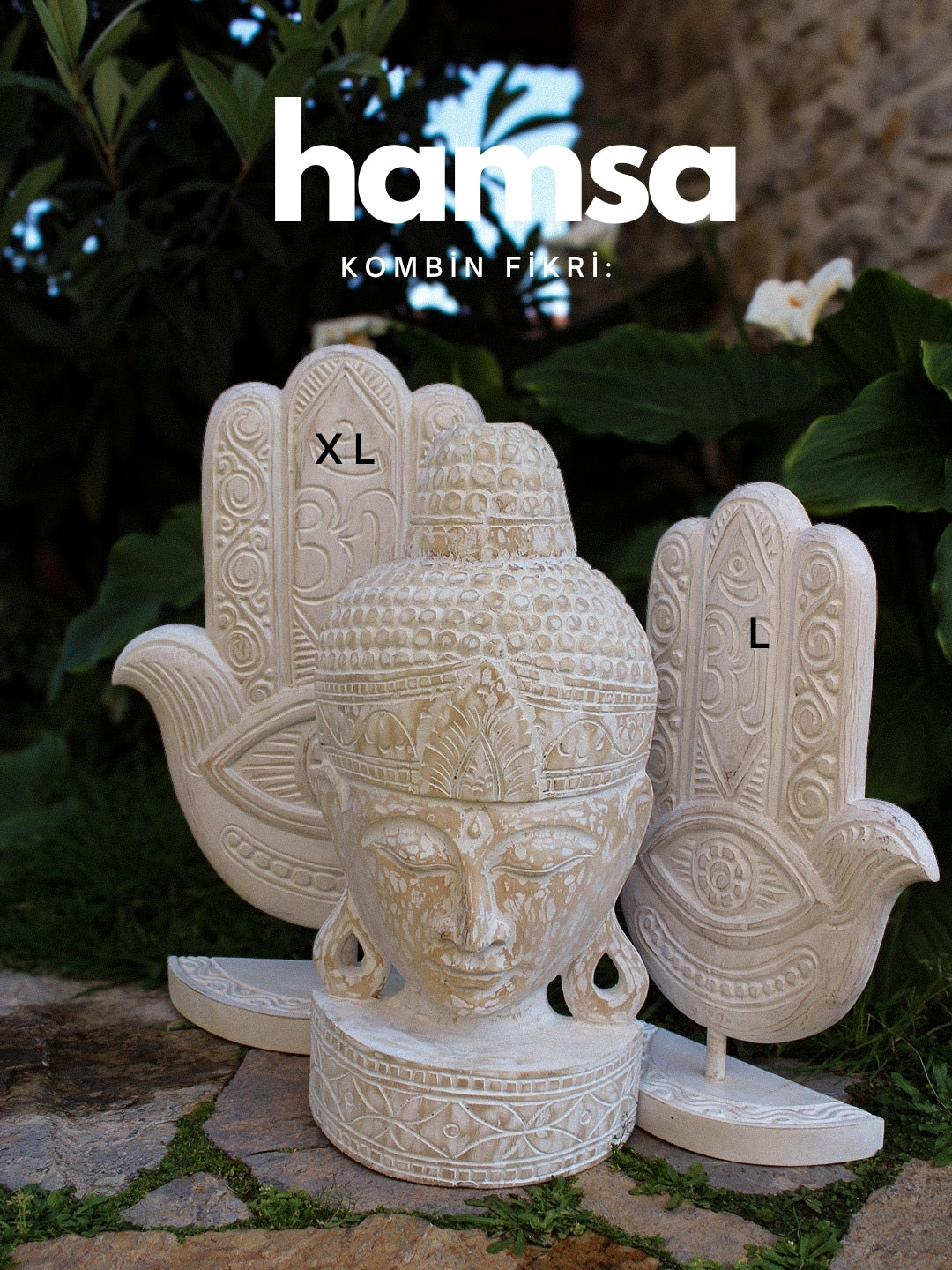 HAMSA AHŞAP BİBLO HEYKEL - BEYAZ