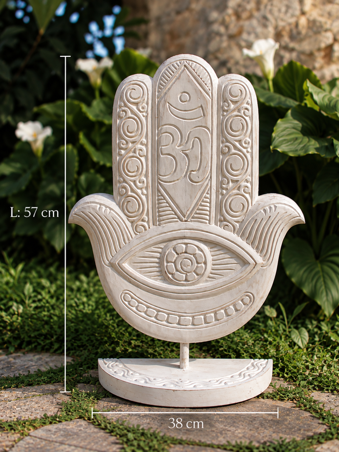HAMSA AHŞAP BİBLO HEYKEL - BEYAZ
