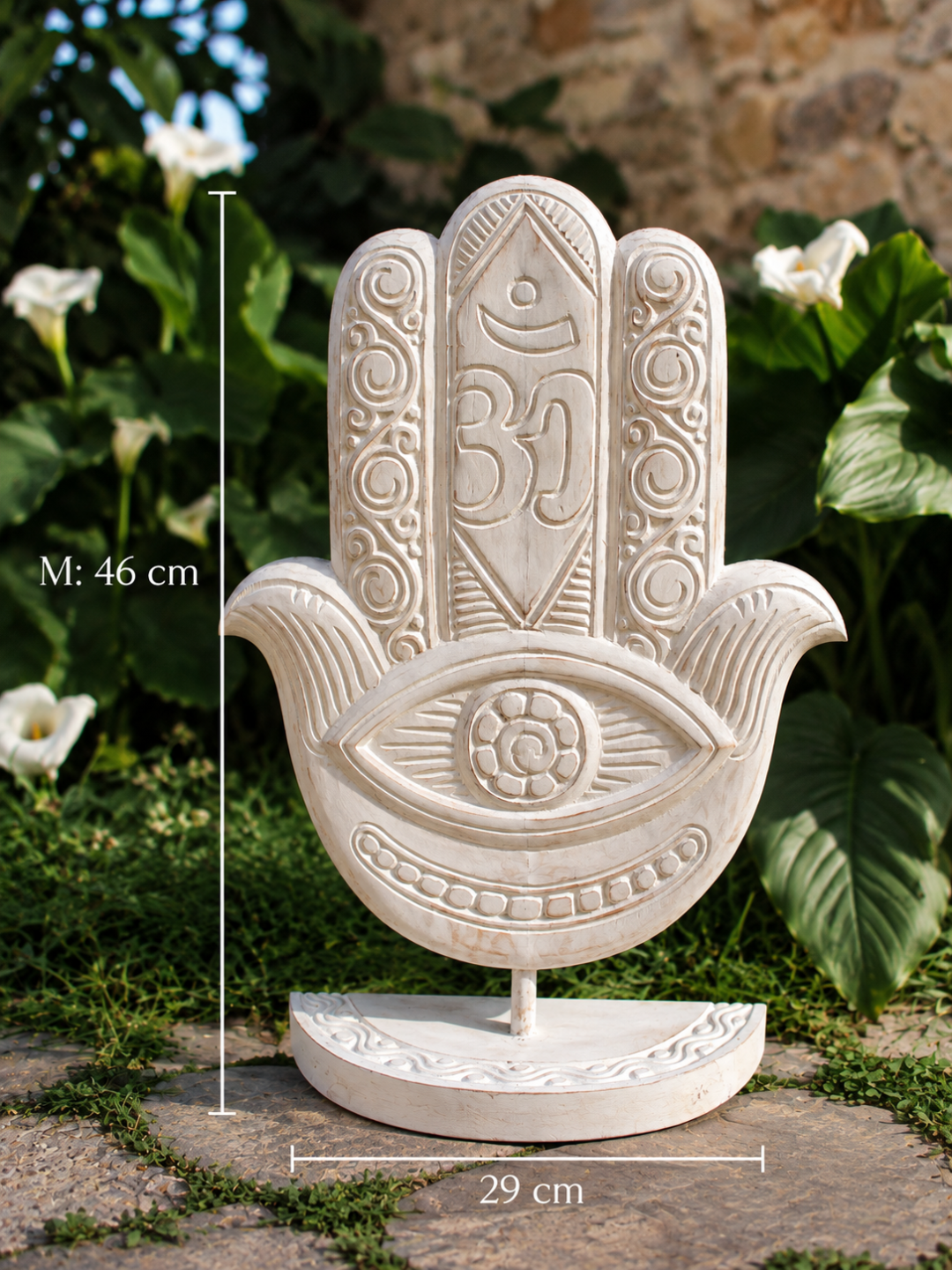 HAMSA AHŞAP BİBLO HEYKEL - BEYAZ