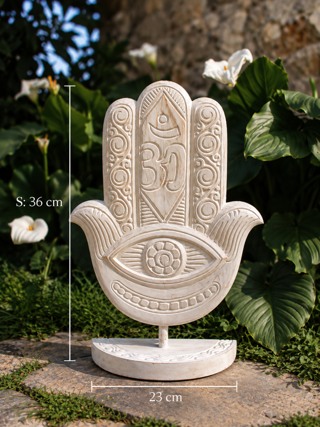 HAMSA AHŞAP BİBLO HEYKEL - BEYAZ