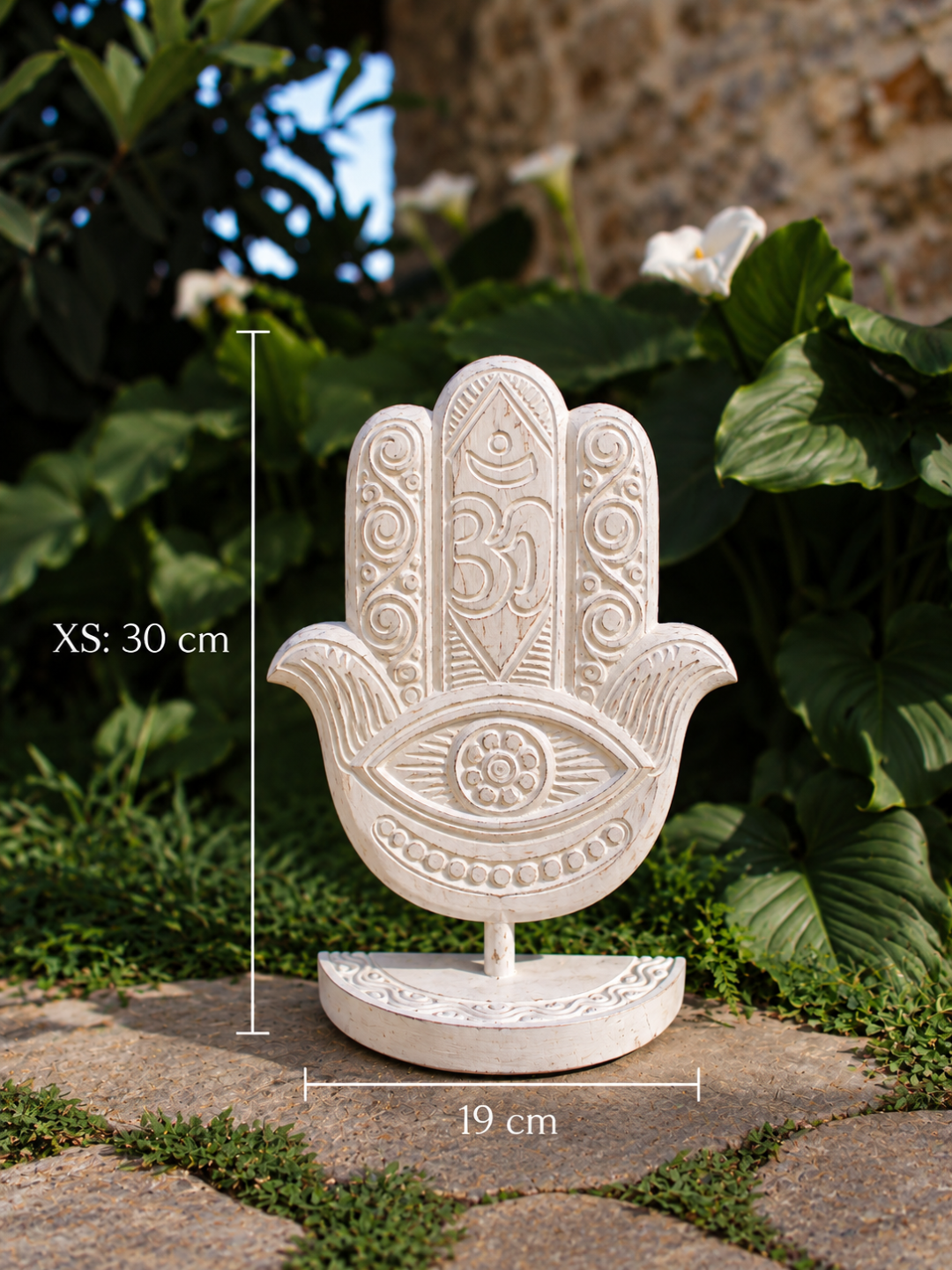 HAMSA AHŞAP BİBLO HEYKEL - BEYAZ